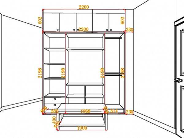 清新儿童房衣柜内部结构设计图