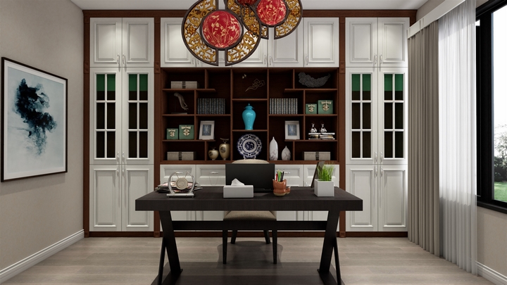 合生雅居全屋定制图片 书柜效果图