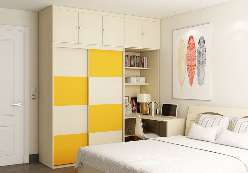 北欧风格卧室定制实木组合大衣柜效果图 推拉