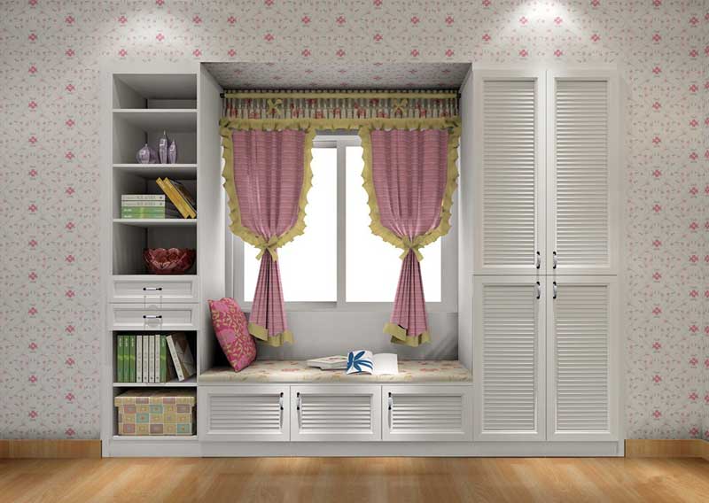 地中海飘窗衣柜效果图 小空间面积两用造型